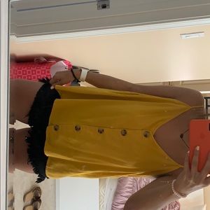 trendy yellow button up tank